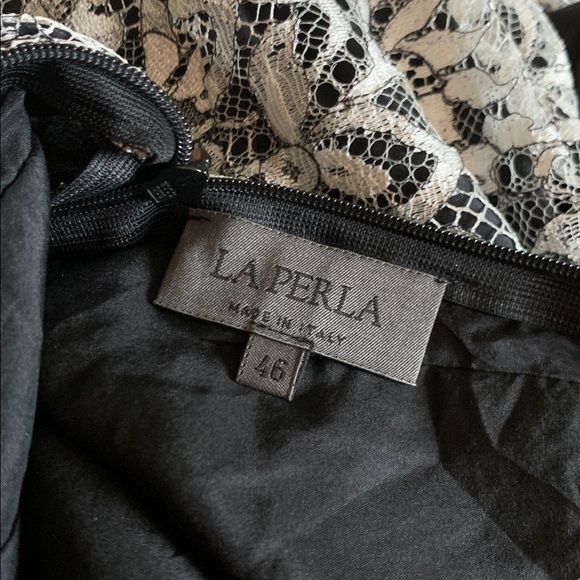 La Perla Elegant Black And White Floral Lace Chemise Style Dress Preloved - Picture 11 of 14